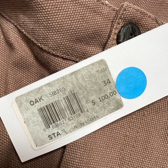 NWT Standard Issue NYC Cotton Canvas Pleated Utility Shorts SIZE 34 Oak Tan NEW - Picture 3 of 10